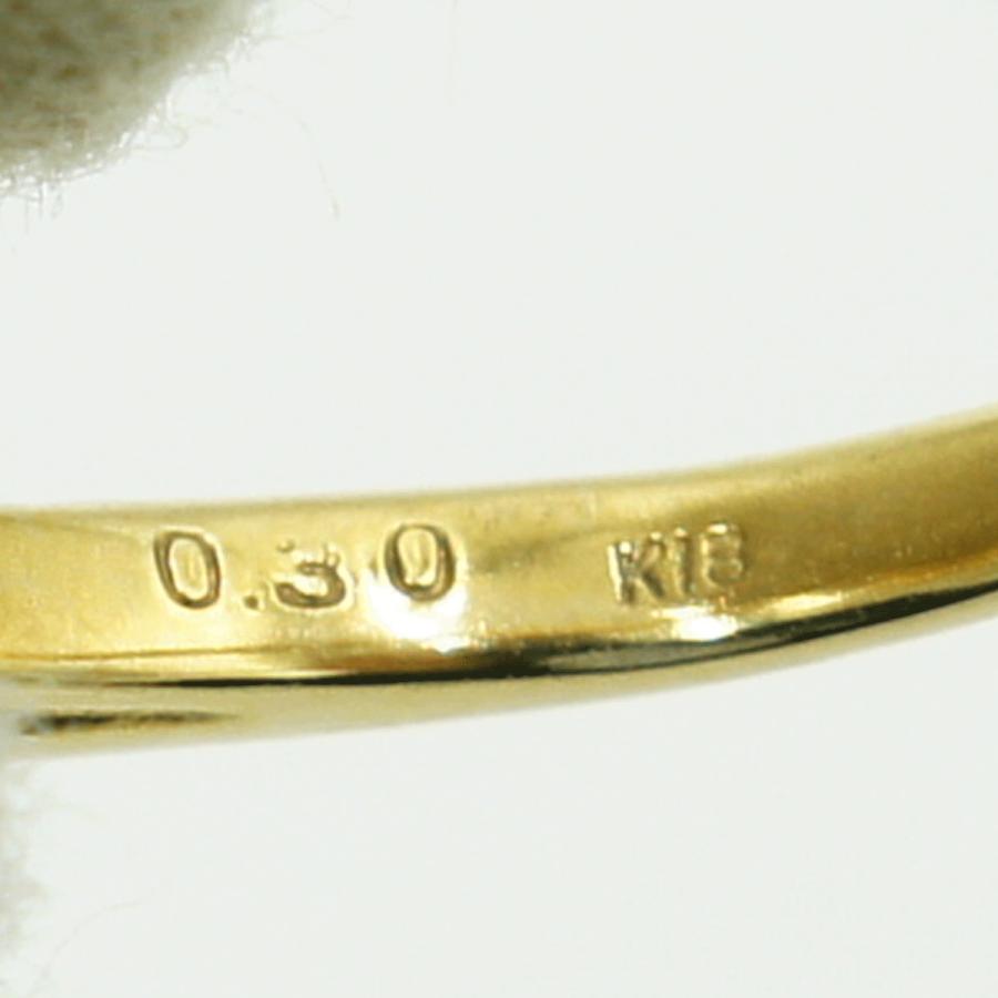 K18ダイヤモンドリング「フラワー」 D0.30ct リングサイズ8号 重量3.49g(石の重量含む)(中古)