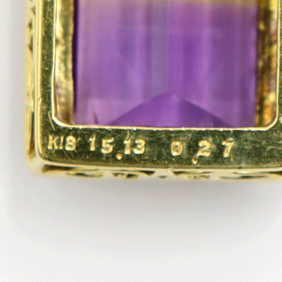 K18アメジストペンダントネックレス A15.13ct D0.27ct ネックレス長さ約44cm 重量19.68g(石の重量含む) レディース(中古)