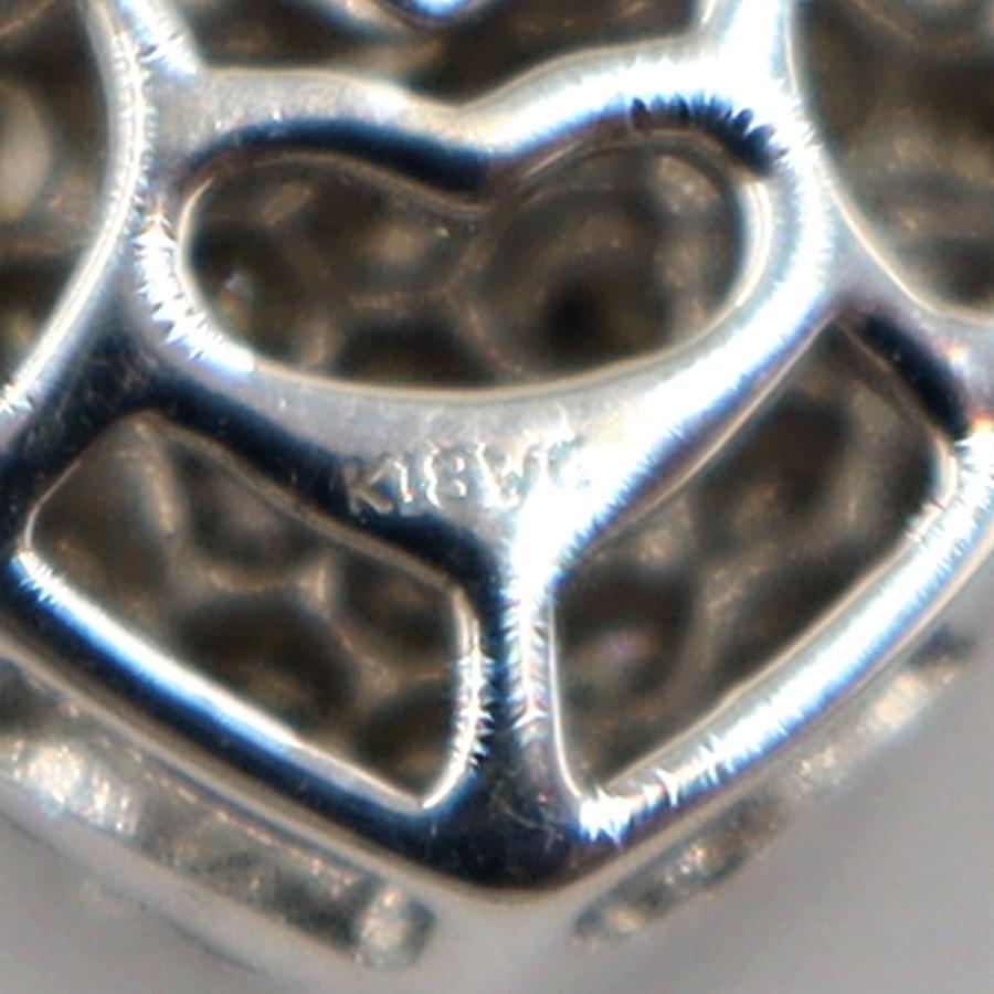 K18WGダイヤペンダントネックレス ハートパヴェ ネック長さ約40cm 重量2.48g(石の重量含む)(中古)