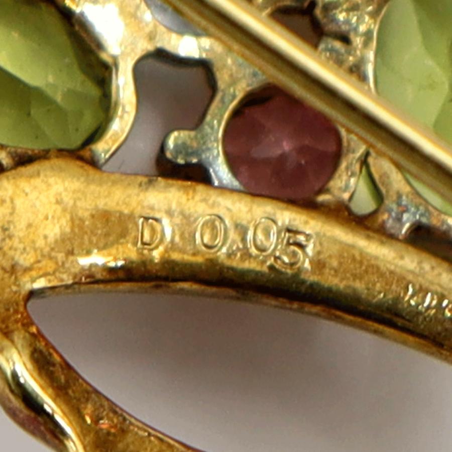 K18マルチ石ブローチ「花束」 ペリドット・トルマリン・トパーズ 重量6.55g レディース(中古)