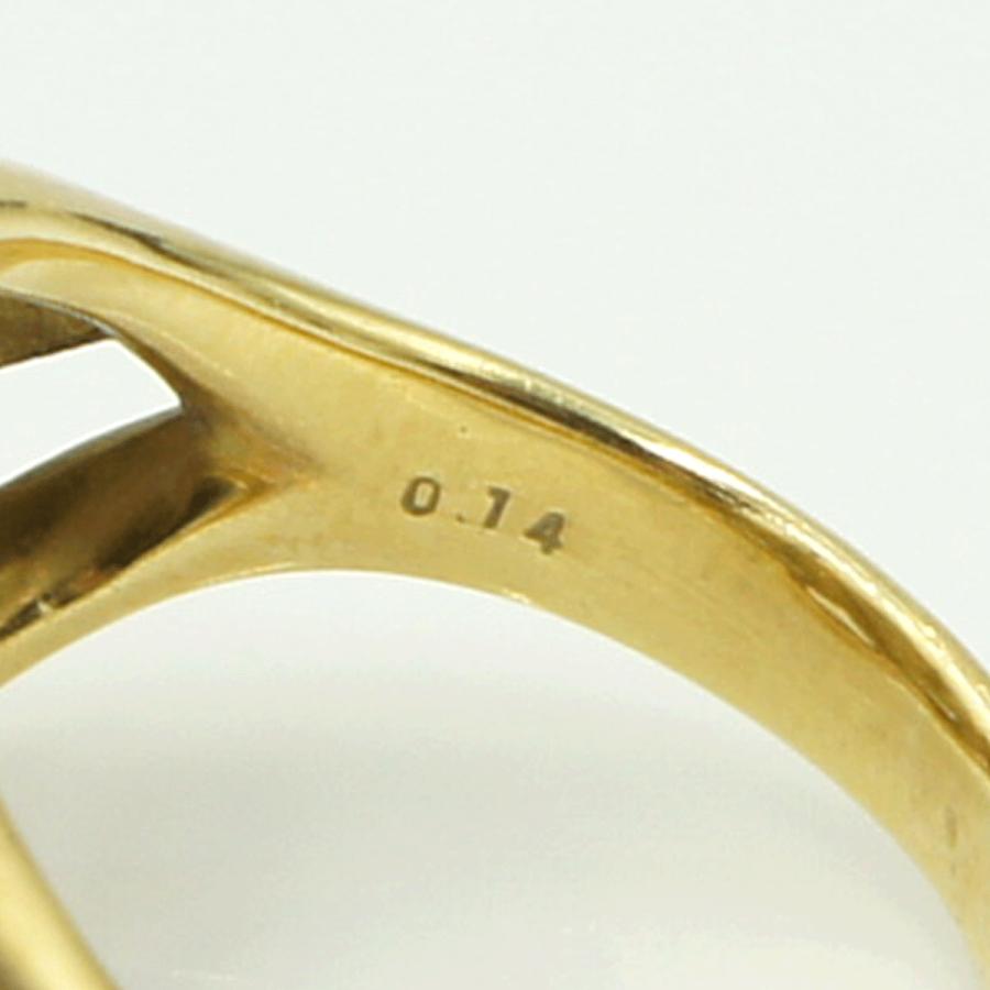 K18ダイヤモンドリング 星の砂 「リーフ」 D0.14ct リングサイズ15号 重量8.98g(石の重量含む) (中古)