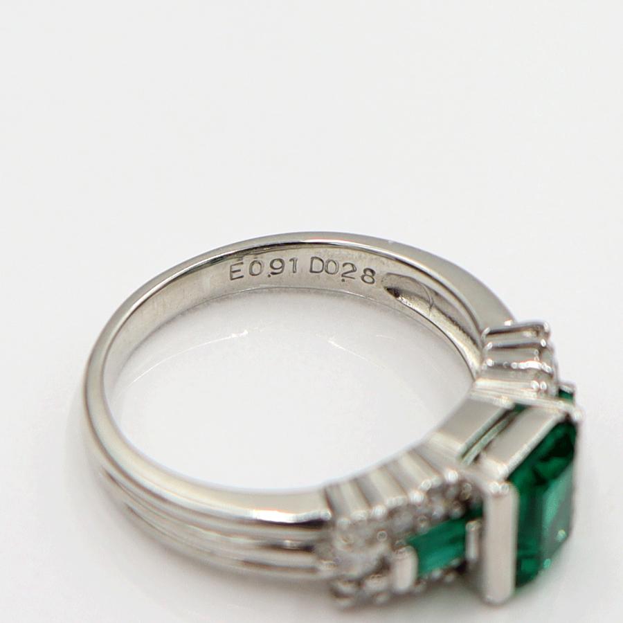 Pt900エメラルドリング E0.91ct クレサンベール サイズ12号 重量7.48g(石の重量含む) レディース(中古)
