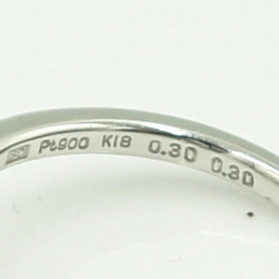 Pt900/K18ダイヤモンドリング「フラワー」 BD0.30ct D0.30ct リングサイズ11号 重量4.55g(石の重量含む) (中古)
