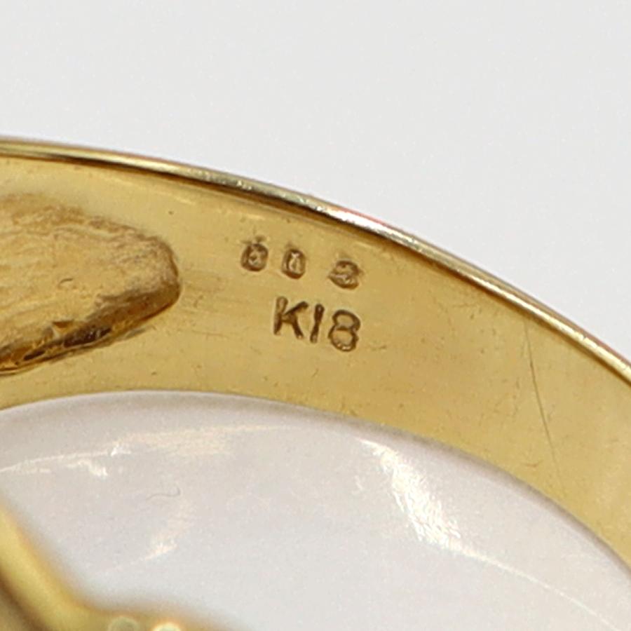 K18サンゴダイヤモンドリング D0.03ct リングサイズ12号 重量4.01g(石の重量含む) レディース(中古)