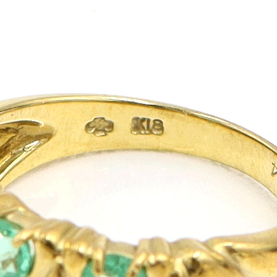 K18エメラルドダイヤモンドリング E0.65ct D0.04ct リングサイズ10.5号 重量4.87g(石の重量含む) レディース(中古)