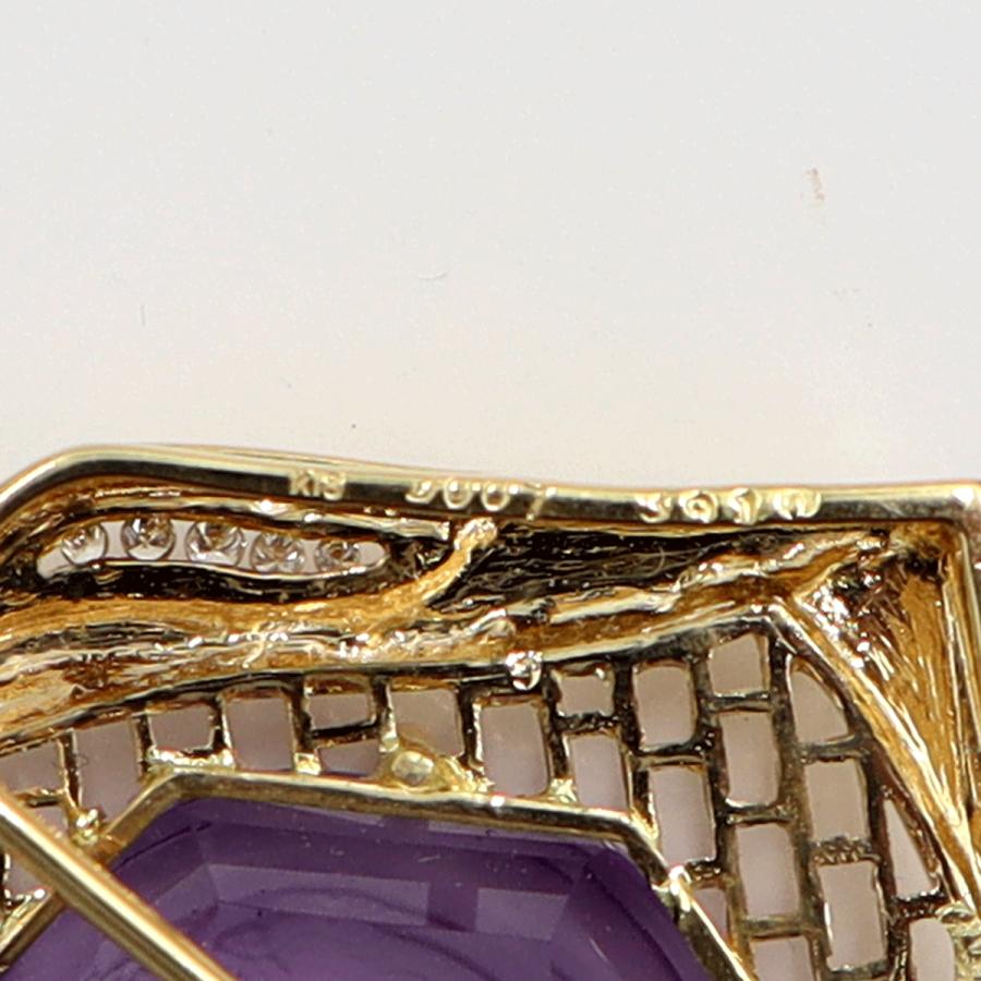 K18アメジストカメオブローチ A39.1ct D0.07ct 重量18.10g レディース(中古)