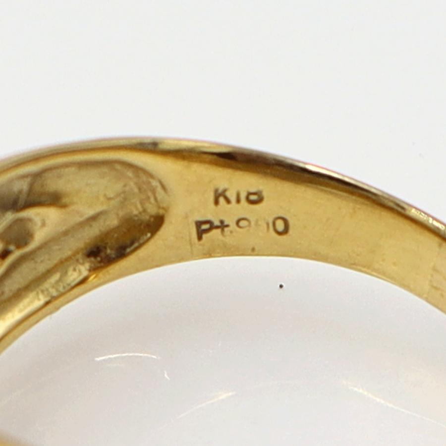 K18/Pt900ダイヤリング サイズ19号 重量5.31g(石の重量含む) レディース(中古)