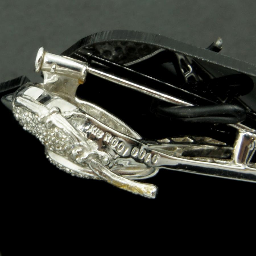 K18オニキスダイヤブローチ D0.46 R0.01「鳥 バード」 重量5.59g(石の重量込み)(中古)