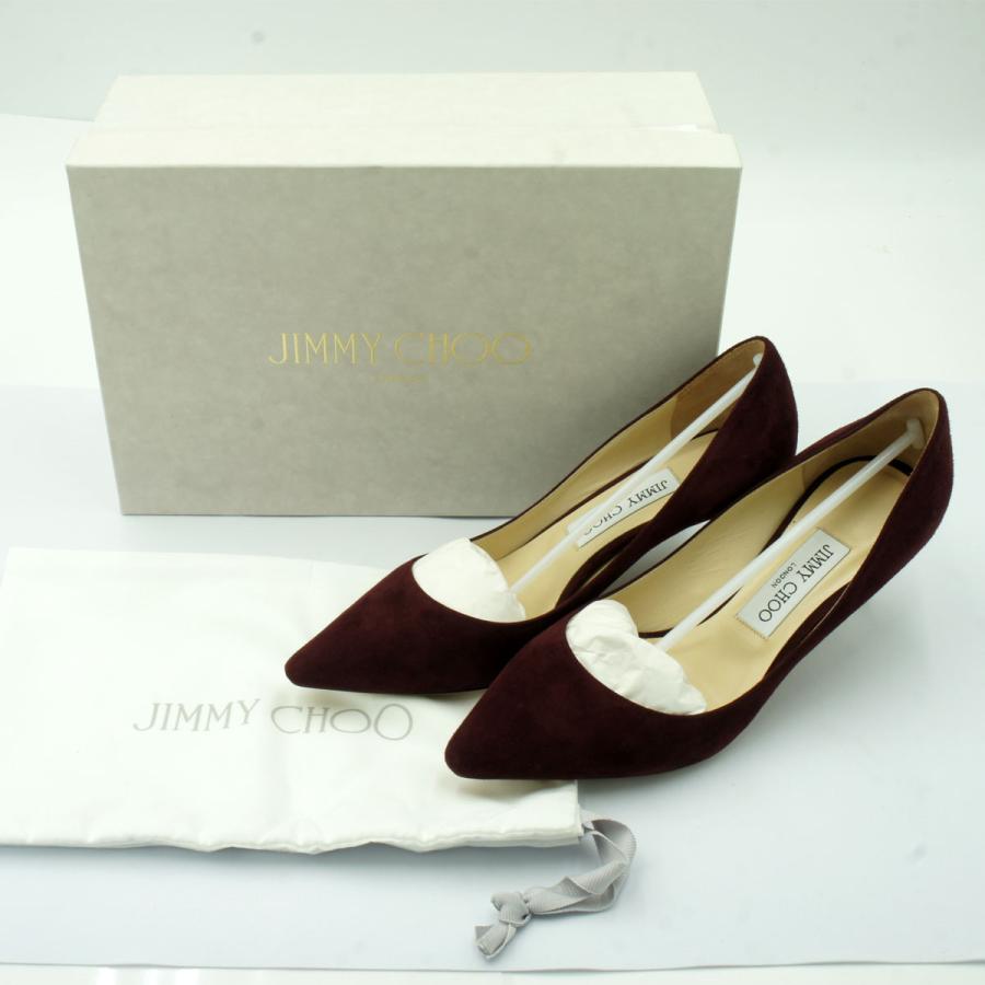 ジミーチュウ(JIMMY CHOO)ROMY60 スエード・ポインテッドトゥパンプス ボルドー 38/25cm レディース(中古)