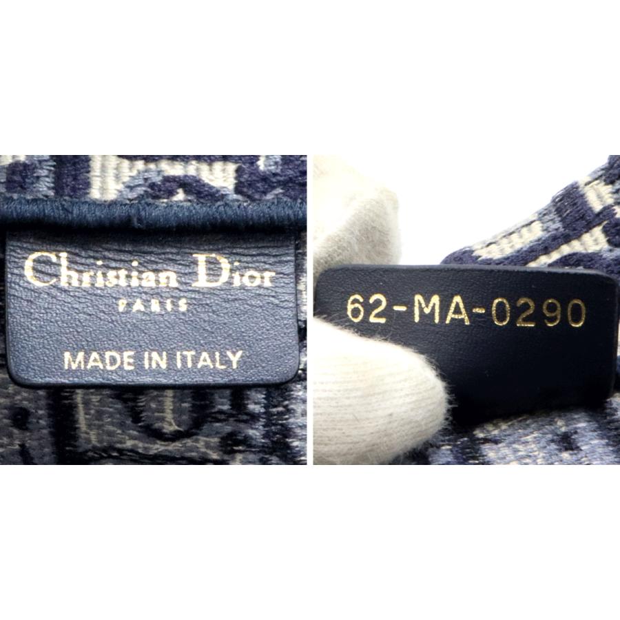 クリスチャンディオール (Christian Dior) ブッグトート ミディアム トートバッグ コットン刺繍/ネイビーホワイト レディース(中古)