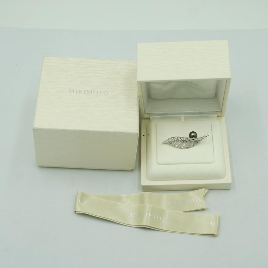 ミキモト(MIKIMOTO) K18パールブローチ 「リーフ」 9.5mm 10.40g(真珠の重さ含む) レディース(中古)