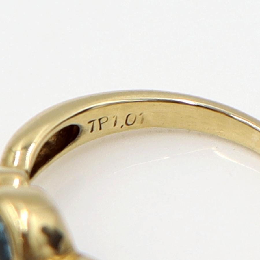 K18ブルートパーズリング TP1.01ct D0.04ct サイズ11号 重量3.34g(石の重量含む) レディース(中古)