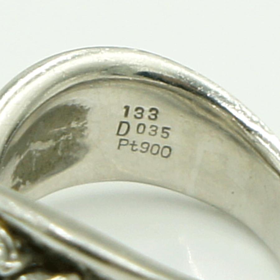 Pt900エメラルドダイヤリング E1.33ct D.0.35ct リングサイズ11号 重量16.88g(石の重量含む) レディース(中古)