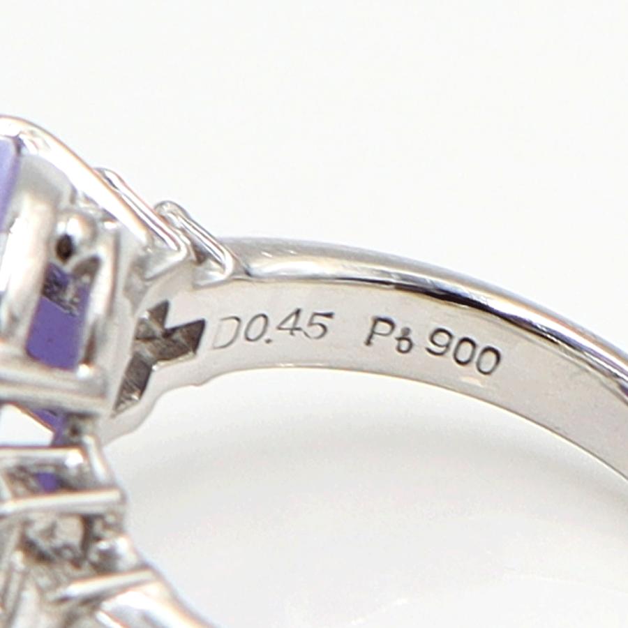 Pt900ラベンダーヒスイダイヤモンドリング J9.99ct D0.45ct リングサイズ16号 重量10.80g(石の重量含む) レディース(中古)
