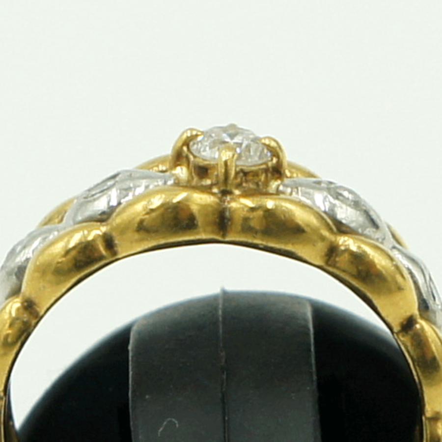 K18/Pt900ダイヤモンドリング　D0.15ct　リングサイズ4号　重量3.14ｇ(石の重量含む)（中古）