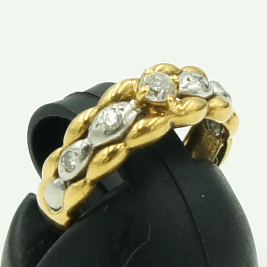 K18/Pt900ダイヤモンドリング　D0.15ct　リングサイズ4号　重量3.14ｇ(石の重量含む)（中古）