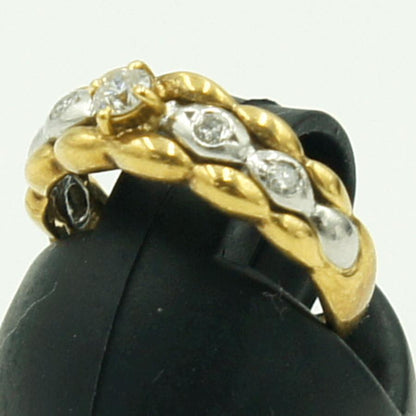 K18/Pt900ダイヤモンドリング　D0.15ct　リングサイズ4号　重量3.14ｇ(石の重量含む)（中古）