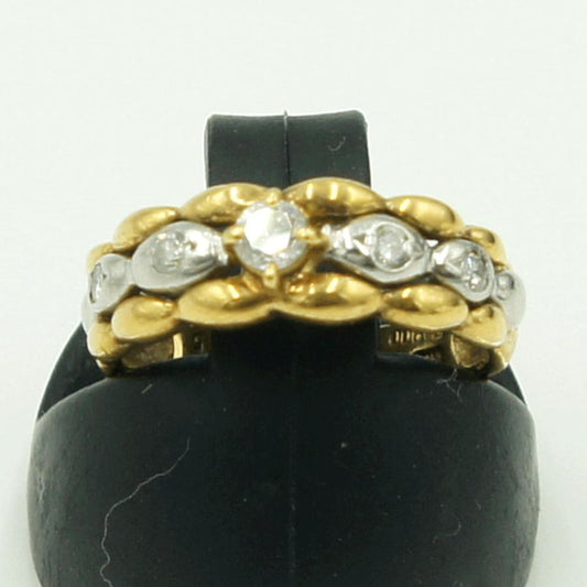 K18/Pt900ダイヤモンドリング　D0.15ct　リングサイズ4号　重量3.14ｇ(石の重量含む)（中古）