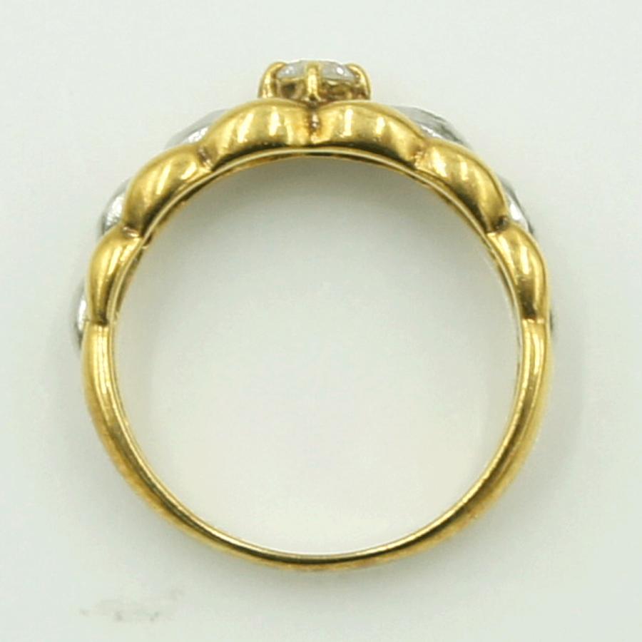 K18/Pt900ダイヤモンドリング　D0.15ct　リングサイズ4号　重量3.14ｇ(石の重量含む)（中古）