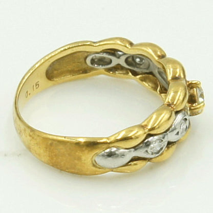 K18/Pt900ダイヤモンドリング　D0.15ct　リングサイズ4号　重量3.14ｇ(石の重量含む)（中古）