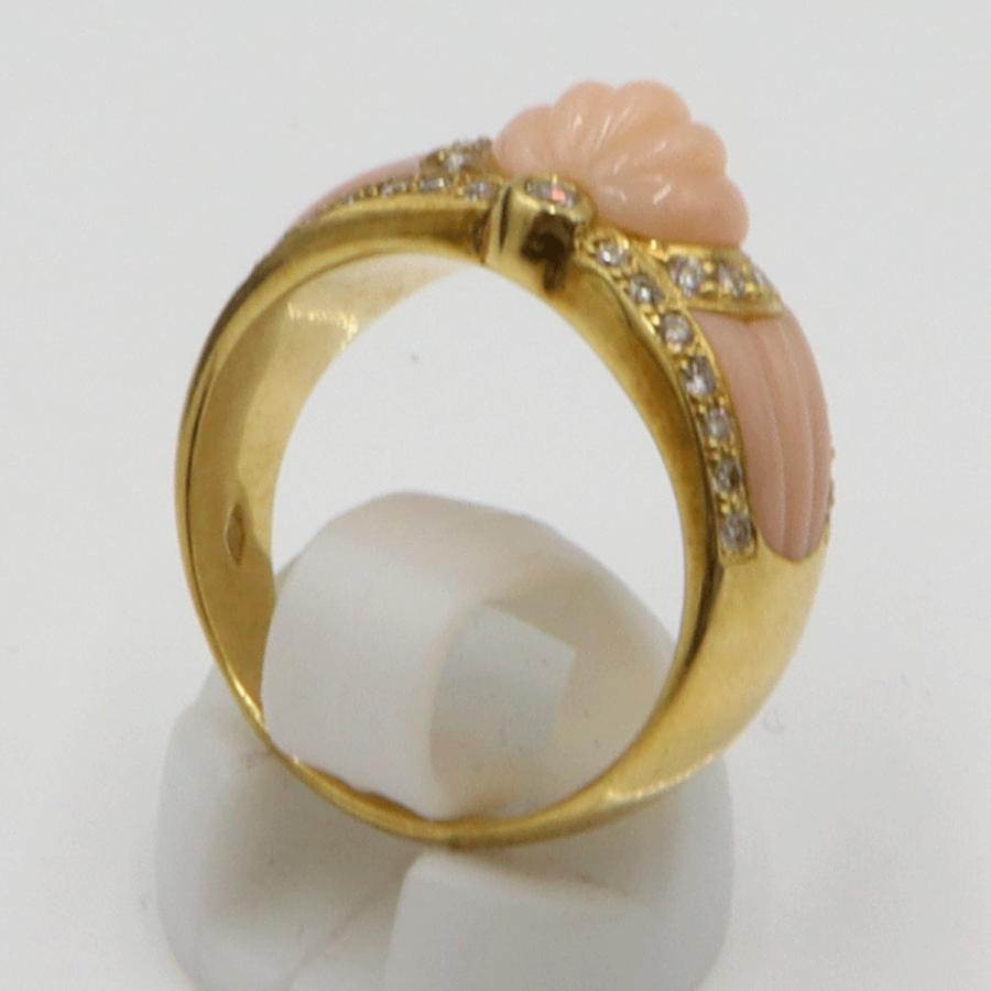 750サンゴダイヤモンドリング　D0.50ct　リングサイズ18号　重量10.13ｇ(石の重量含む)　 レディース(中古)