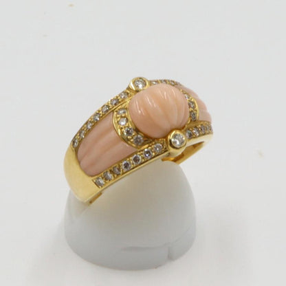 750サンゴダイヤモンドリング　D0.50ct　リングサイズ18号　重量10.13ｇ(石の重量含む)　 レディース(中古)