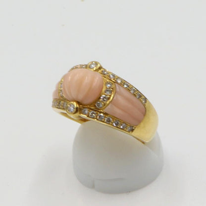 750サンゴダイヤモンドリング　D0.50ct　リングサイズ18号　重量10.13ｇ(石の重量含む)　 レディース(中古)