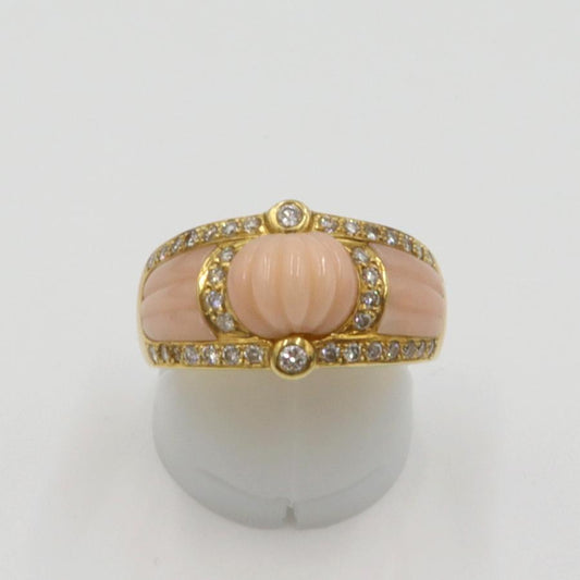 750サンゴダイヤモンドリング　D0.50ct　リングサイズ18号　重量10.13ｇ(石の重量含む)　 レディース(中古)