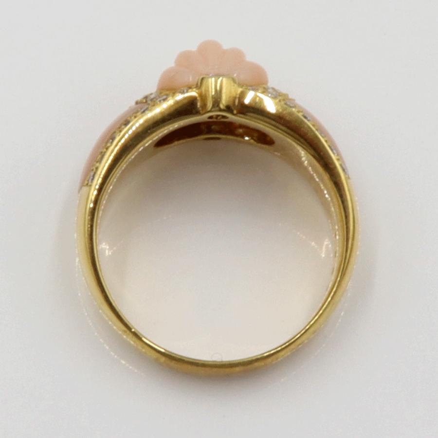 750サンゴダイヤモンドリング　D0.50ct　リングサイズ18号　重量10.13ｇ(石の重量含む)　 レディース(中古)