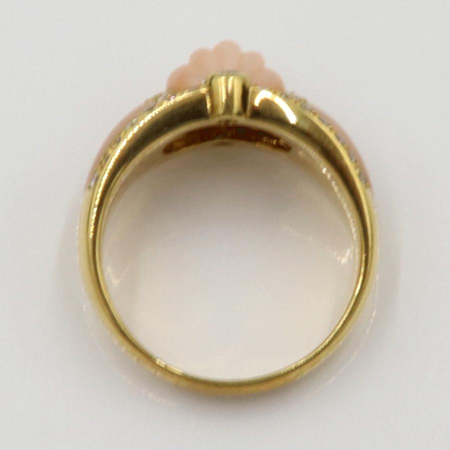 750サンゴダイヤモンドリング　D0.50ct　リングサイズ18号　重量10.13ｇ(石の重量含む)　 レディース(中古)