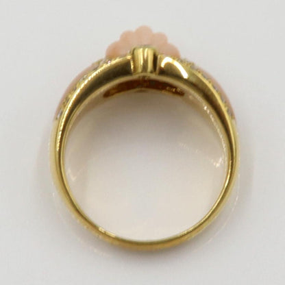 750サンゴダイヤモンドリング　D0.50ct　リングサイズ18号　重量10.13ｇ(石の重量含む)　 レディース(中古)