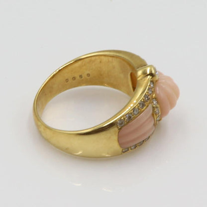 750サンゴダイヤモンドリング　D0.50ct　リングサイズ18号　重量10.13ｇ(石の重量含む)　 レディース(中古)