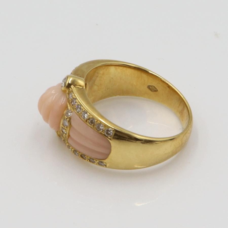 750サンゴダイヤモンドリング　D0.50ct　リングサイズ18号　重量10.13ｇ(石の重量含む)　 レディース(中古)