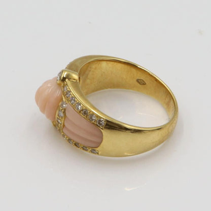 750サンゴダイヤモンドリング　D0.50ct　リングサイズ18号　重量10.13ｇ(石の重量含む)　 レディース(中古)