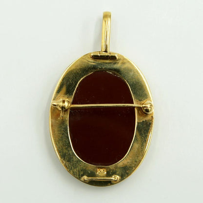 K18枠メノウカメオペンダントブローチ　重量7.21ｇ　レディース（中古）