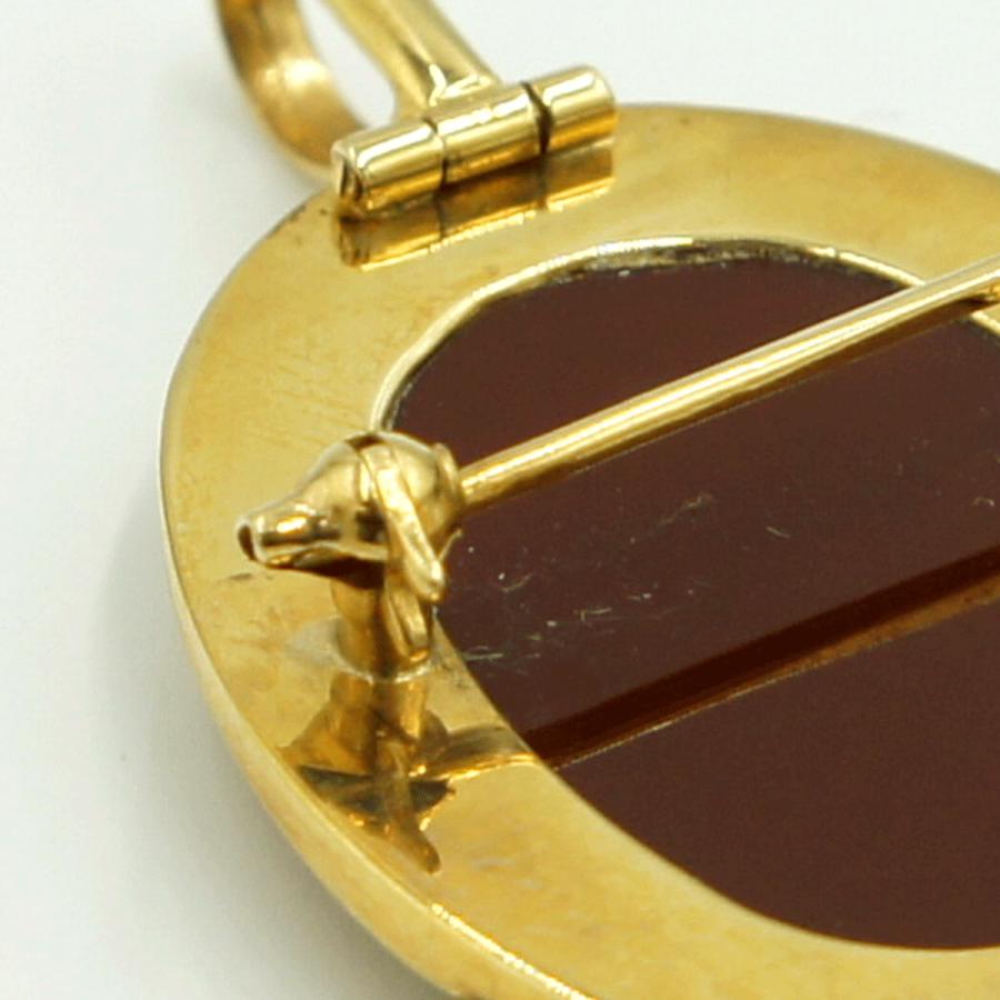 K18枠メノウカメオペンダントブローチ　重量7.21ｇ　レディース（中古）