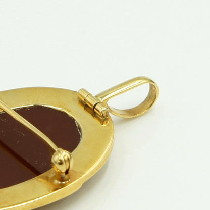 K18枠メノウカメオペンダントブローチ　重量7.21ｇ　レディース（中古）