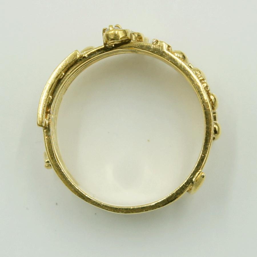 K18ダイヤモンドリング「音符」　D0.02ct　リングサイズ15号　重量5.70ｇ(石の重量含む)（中古）