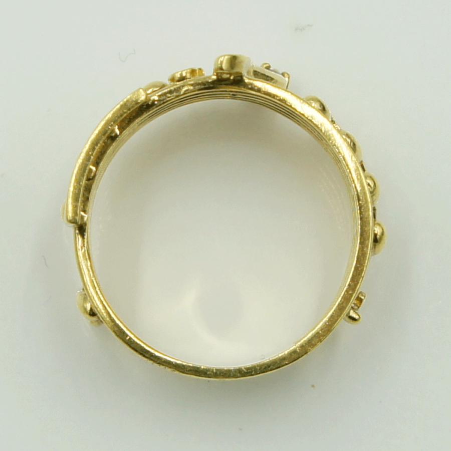 K18ダイヤモンドリング「音符」　D0.02ct　リングサイズ15号　重量5.70ｇ(石の重量含む)（中古）