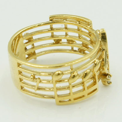 K18ダイヤモンドリング「音符」　D0.02ct　リングサイズ15号　重量5.70ｇ(石の重量含む)（中古）