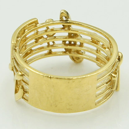 K18ダイヤモンドリング「音符」　D0.02ct　リングサイズ15号　重量5.70ｇ(石の重量含む)（中古）