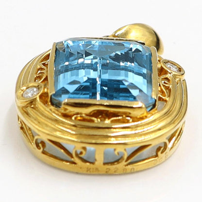 K18ブルートパーズペンダントブローチ　BT22.88ct　D0.09ct　重量11.49ｇ　レディース（中古）