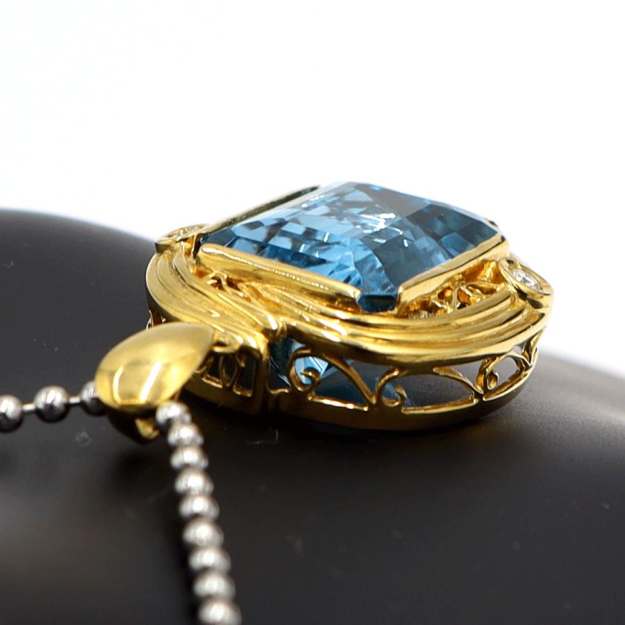 K18ブルートパーズペンダントブローチ　BT22.88ct　D0.09ct　重量11.49ｇ　レディース（中古）