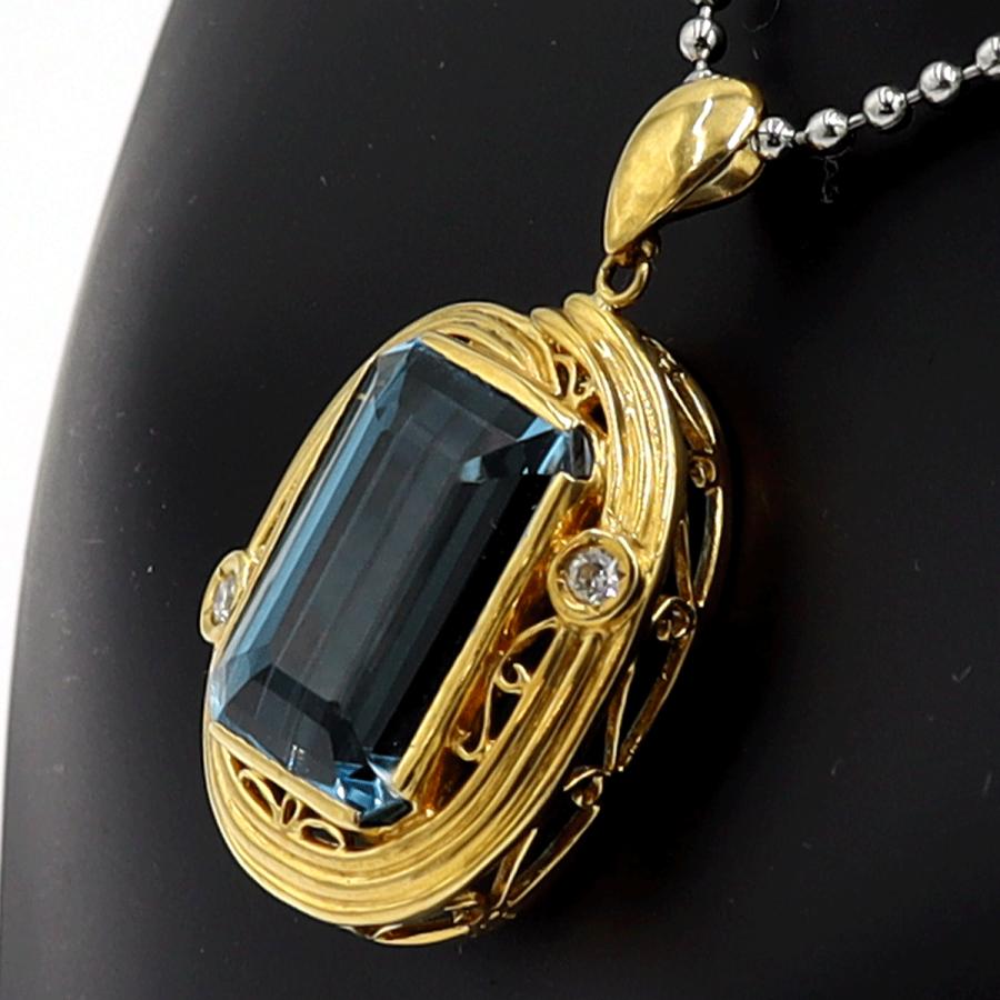 K18ブルートパーズペンダントブローチ　BT22.88ct　D0.09ct　重量11.49ｇ　レディース（中古）