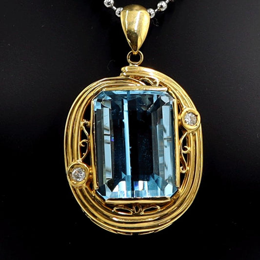 K18ブルートパーズペンダントブローチ　BT22.88ct　D0.09ct　重量11.49ｇ　レディース（中古）