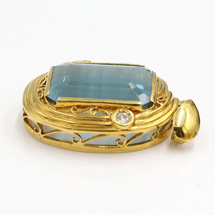 K18ブルートパーズペンダントブローチ　BT22.88ct　D0.09ct　重量11.49ｇ　レディース（中古）