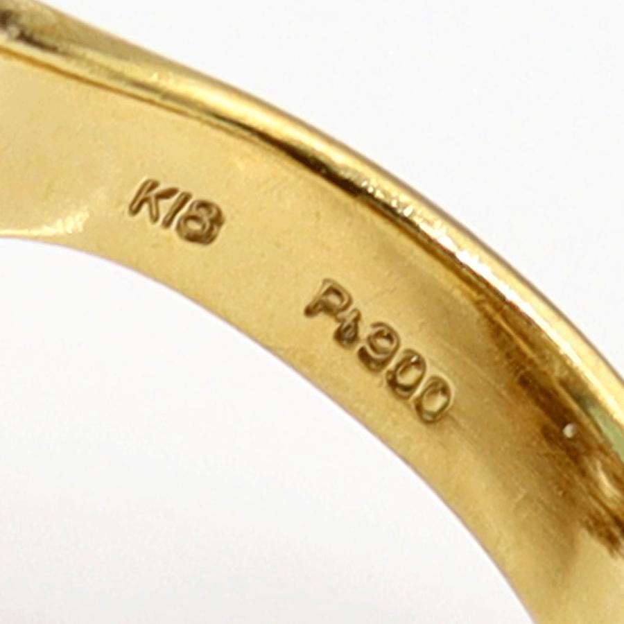 K18/Pt900ブルートパーズダイヤモンドリング　BT17.5ct　D0.11ct　リングサイズ12号　重量15.85ｇ(石の重量含む)　レディース（中古）