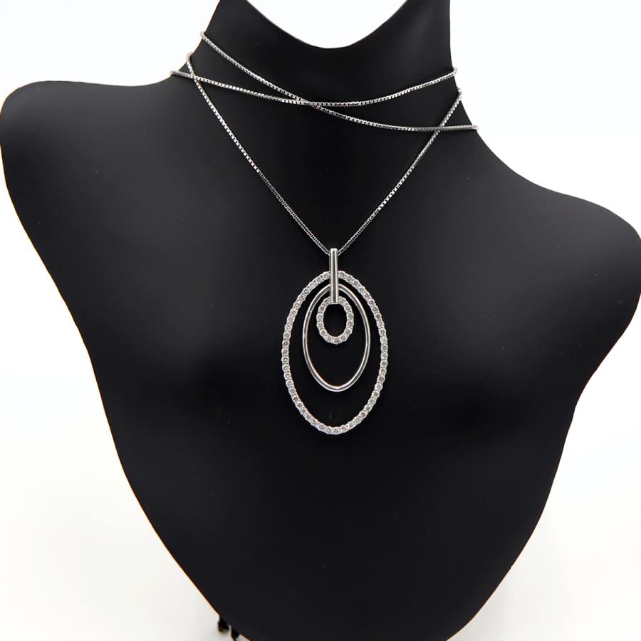 K18WGダイヤペンダントネックレス　D0.70ct　ネック長さ:44cm　重量4.96ｇ(石の重量を含む) (中古)