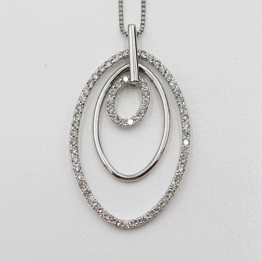 K18WGダイヤペンダントネックレス　D0.70ct　ネック長さ:44cm　重量4.96ｇ(石の重量を含む) (中古)