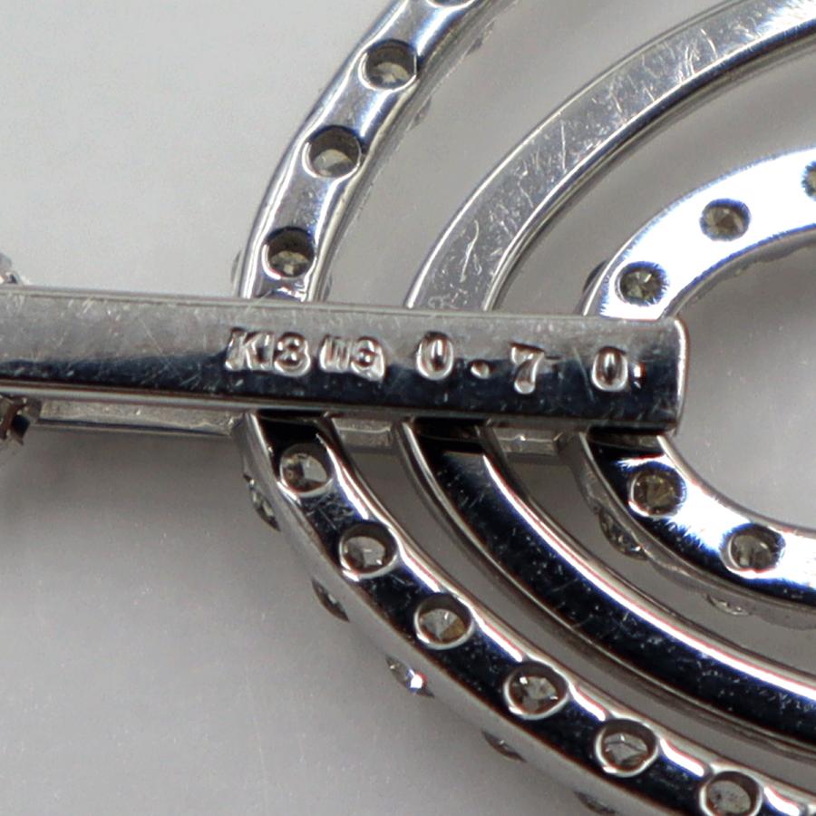 K18WGダイヤペンダントネックレス　D0.70ct　ネック長さ:44cm　重量4.96ｇ(石の重量を含む) (中古)